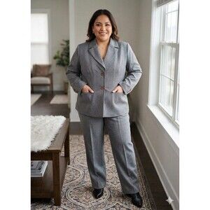 Leslie Faye Red and Black Blazer Jacket and Pants Women's Size 12